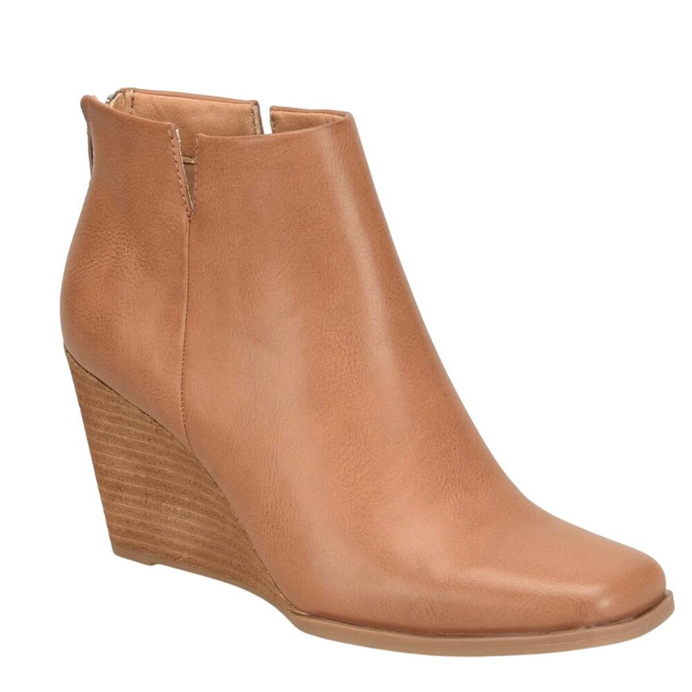 KORKS‎ OLIANA SQUARE TOE WEDGED ANKLE BOOTIES IN DARK TAN NWOB WOMEN'S SIZE 8.5M